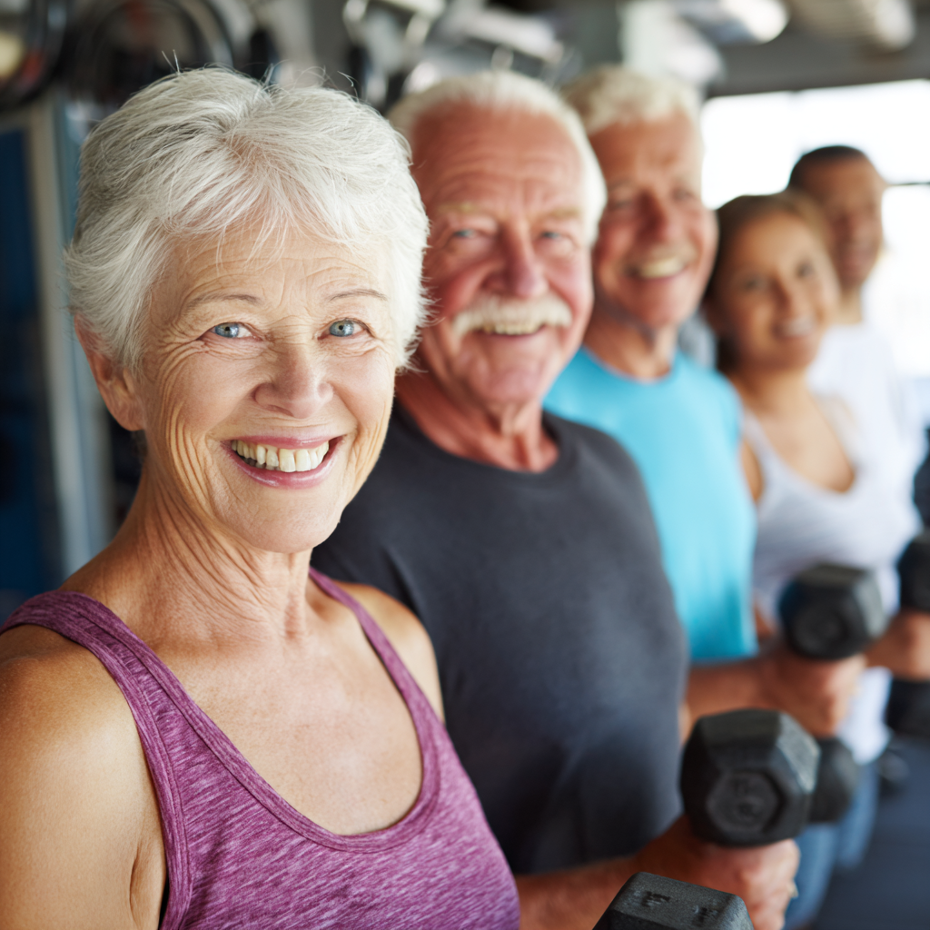 Senior adults maintaining active lifestyle through personalized fitness programs